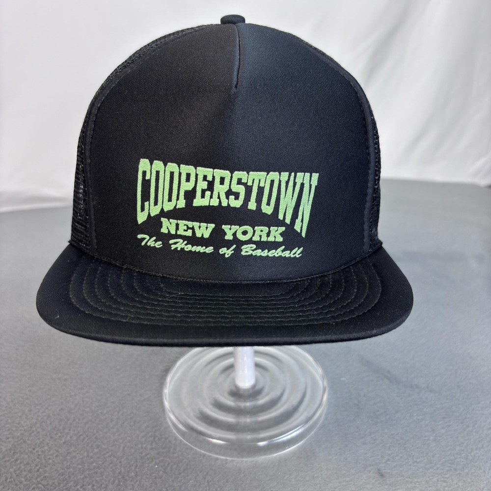 Cooperstown New York Hat Cap Snap Back One Size Black Trucker Baseball Mens
